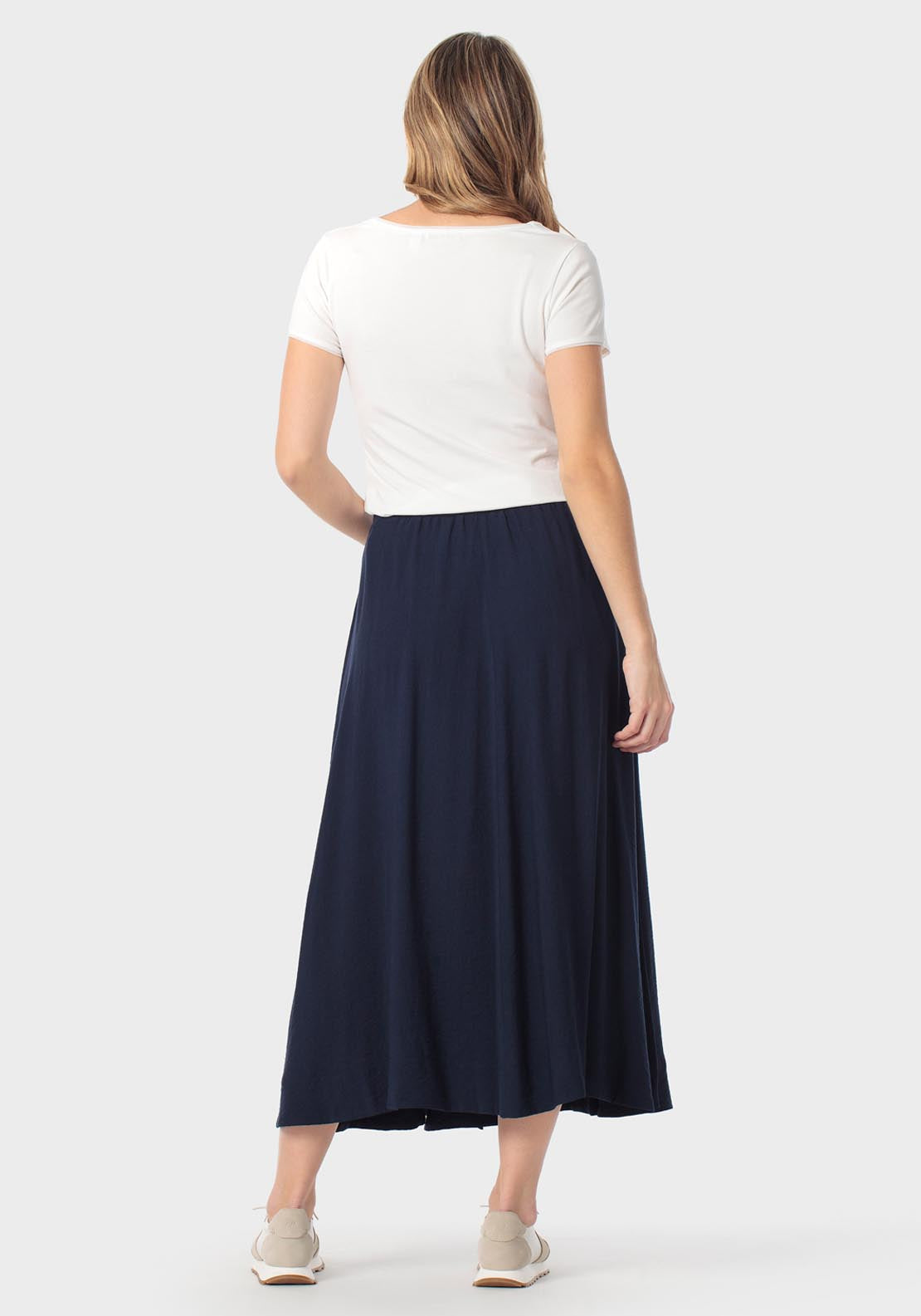 Punt Roma Long Skirt With Tie Detail - Navy 4 Shaws Department Stores