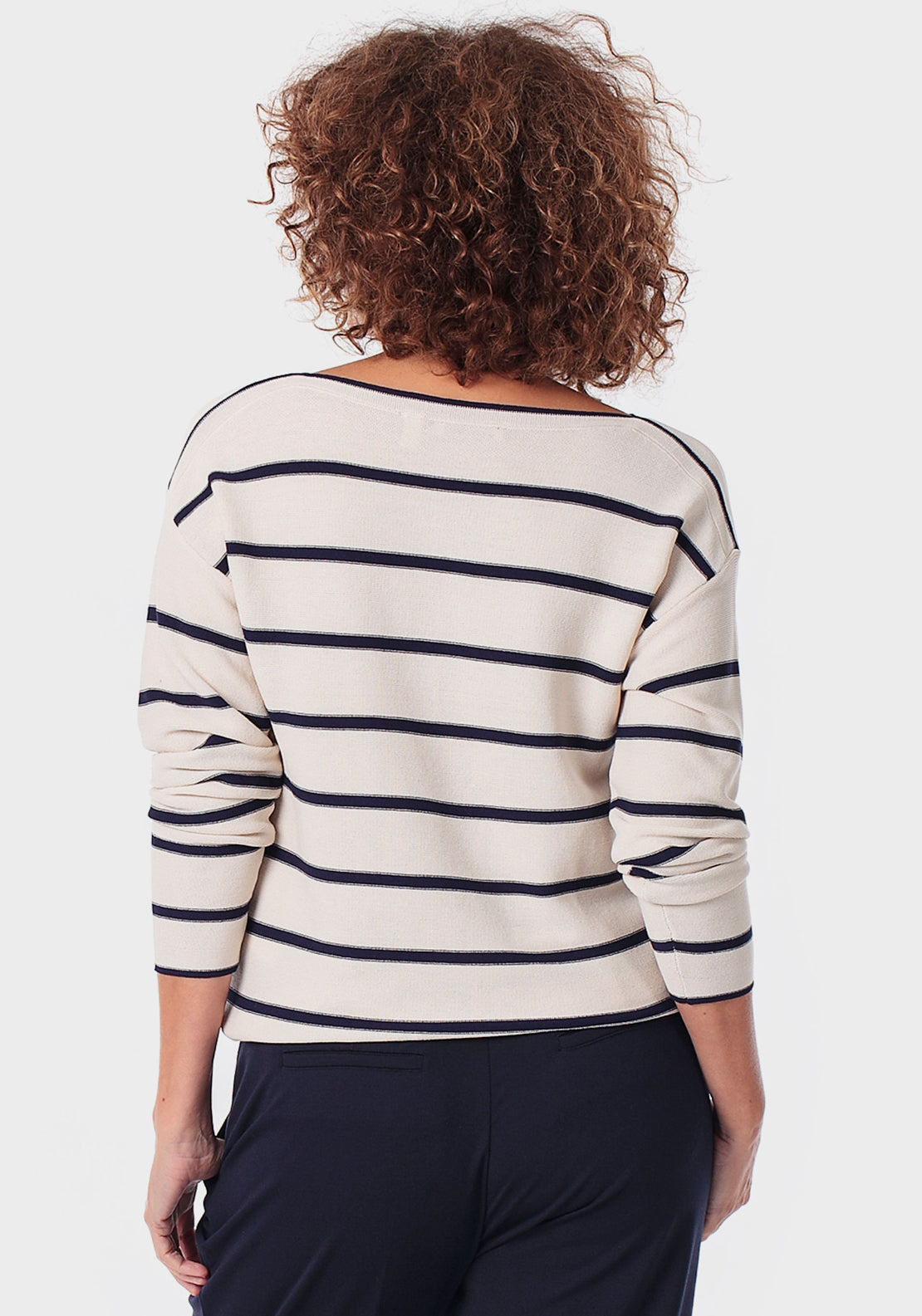 Punt Roma Striped Sweater - Blue Navy 2 Shaws Department Stores