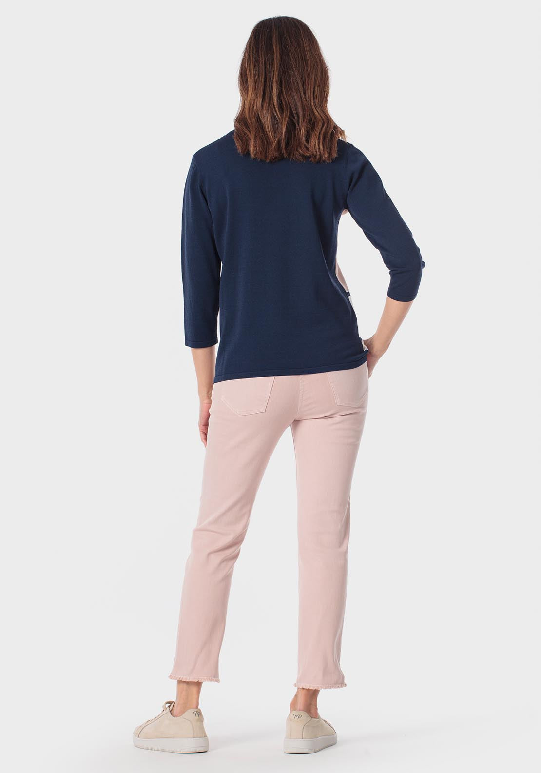 Rhinestone Intarsia Sweater - Blue Navy