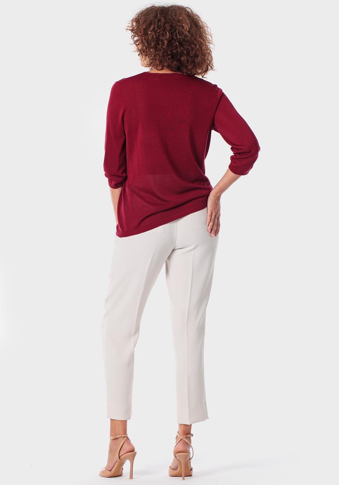 V Neck Sweater - Garnet