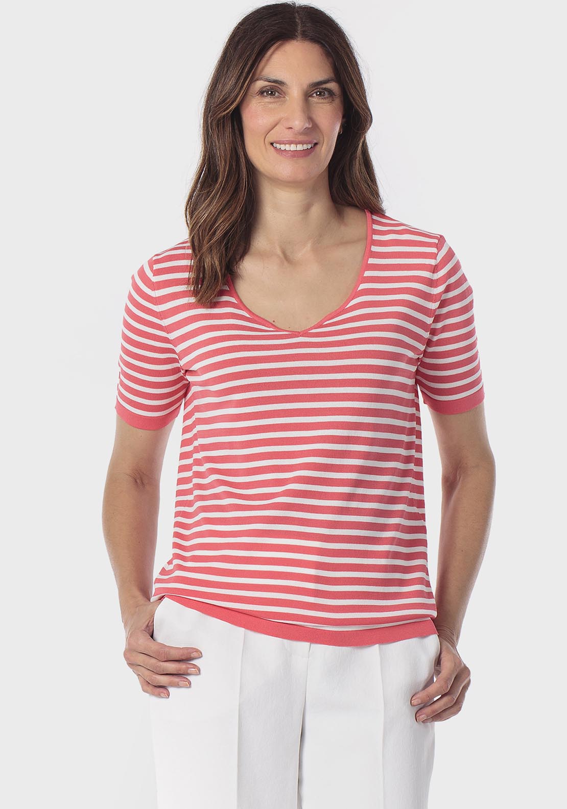 Striped Sweater - Red Coral