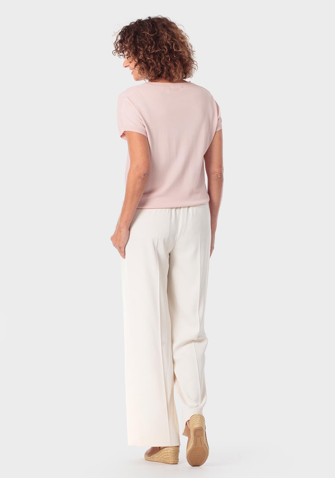 Abstract Rhinestone Intarsia Sweater - Pink Nude