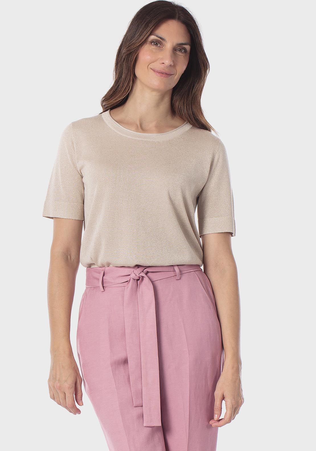Metallic Thread Sweater - Beige