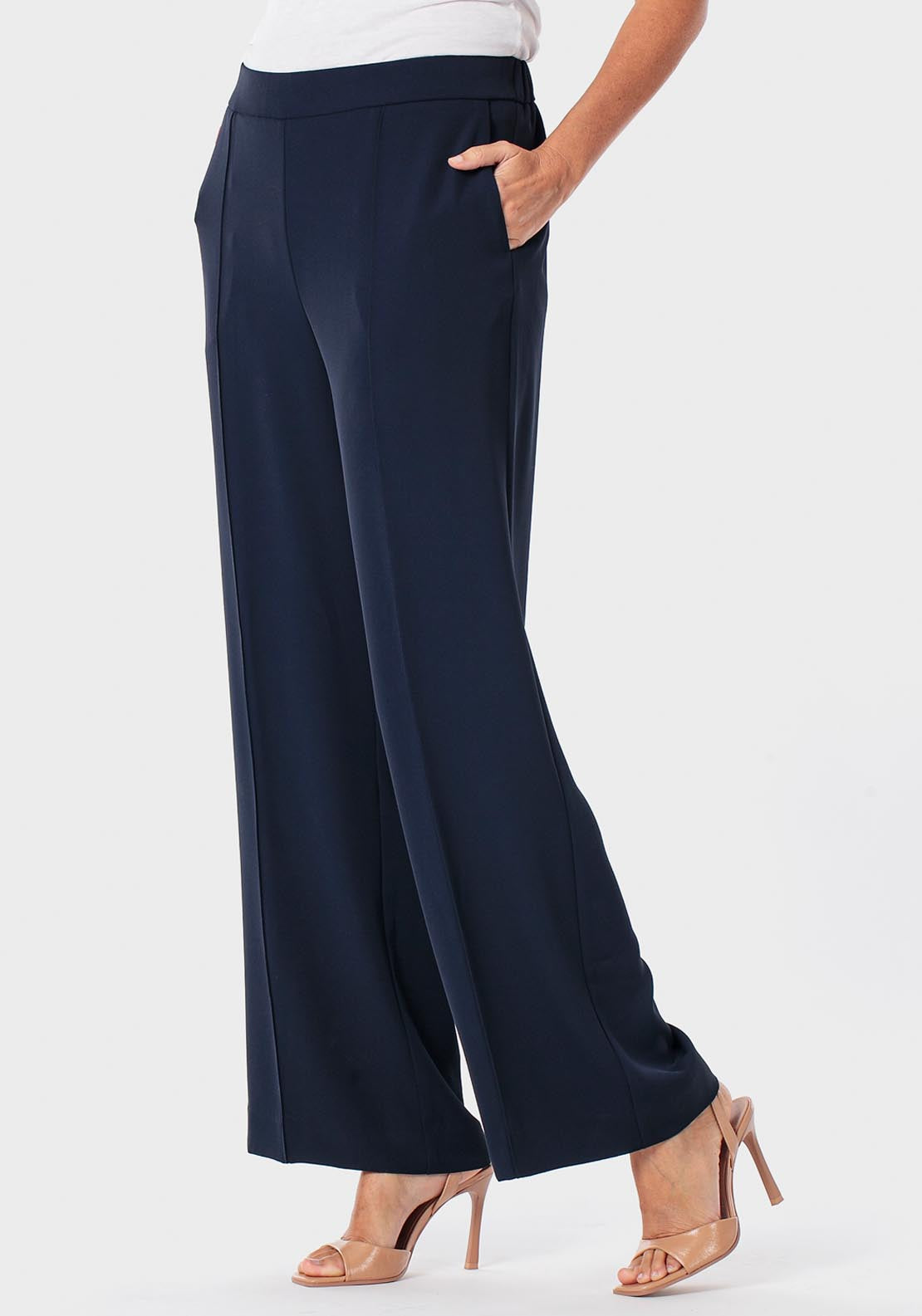 Punt Roma Elastic Trousers - Blue Navy 1 Shaws Department Stores