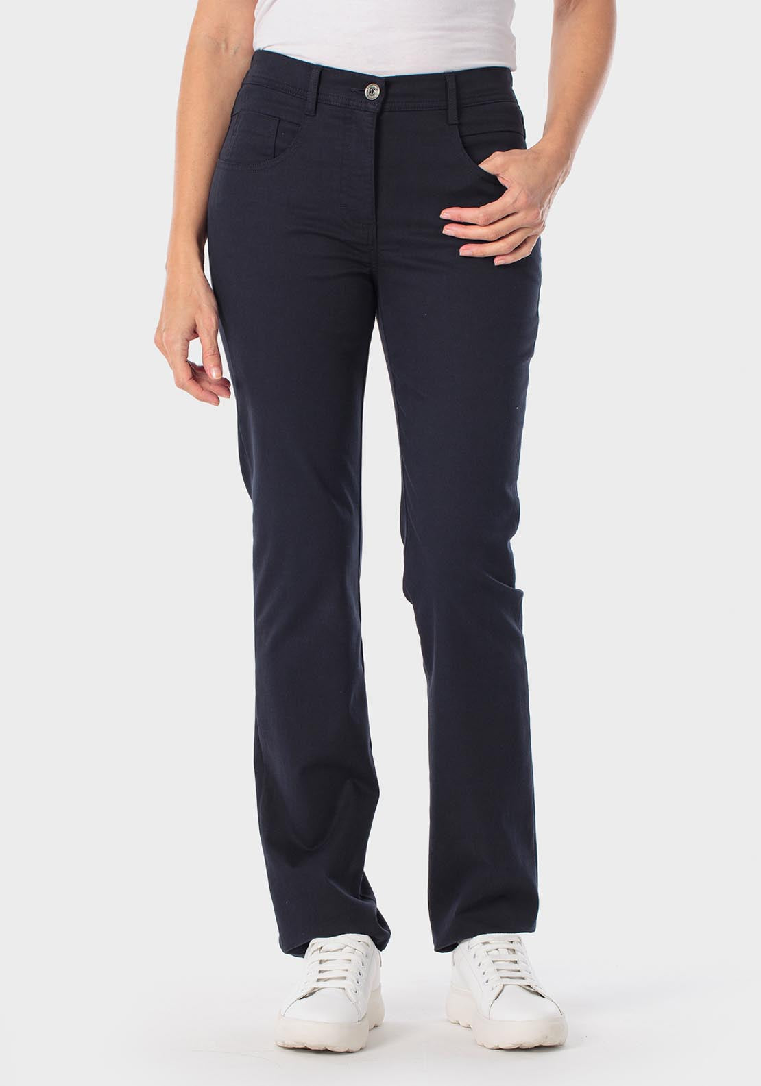 Cotton Trousers With Elastic - Blue Navy