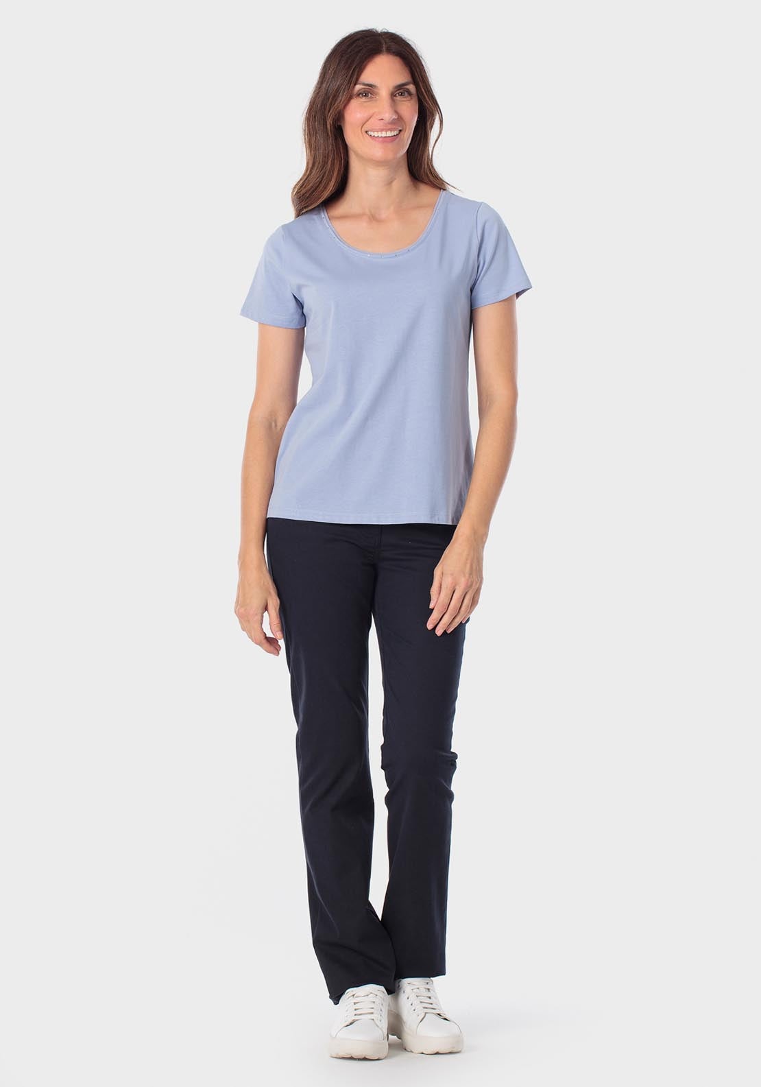 Cotton Trousers With Elastic - Blue Navy