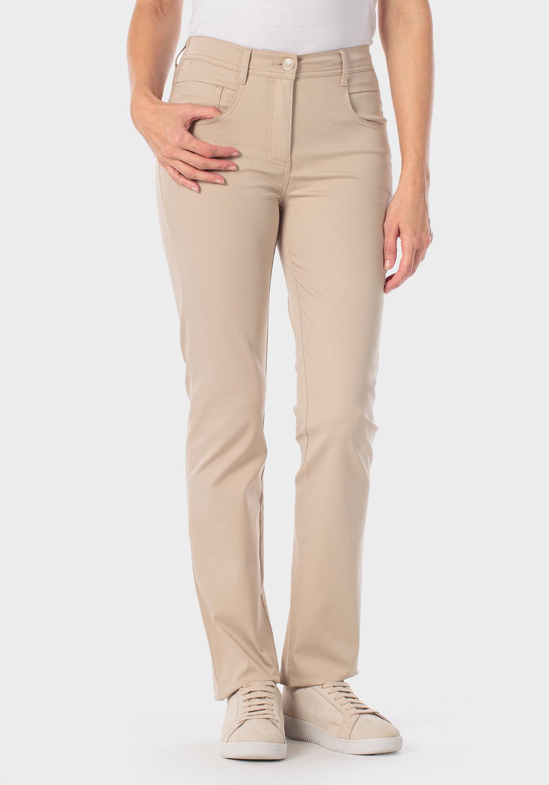 Cotton Trousers With Elastic - Beige Natural