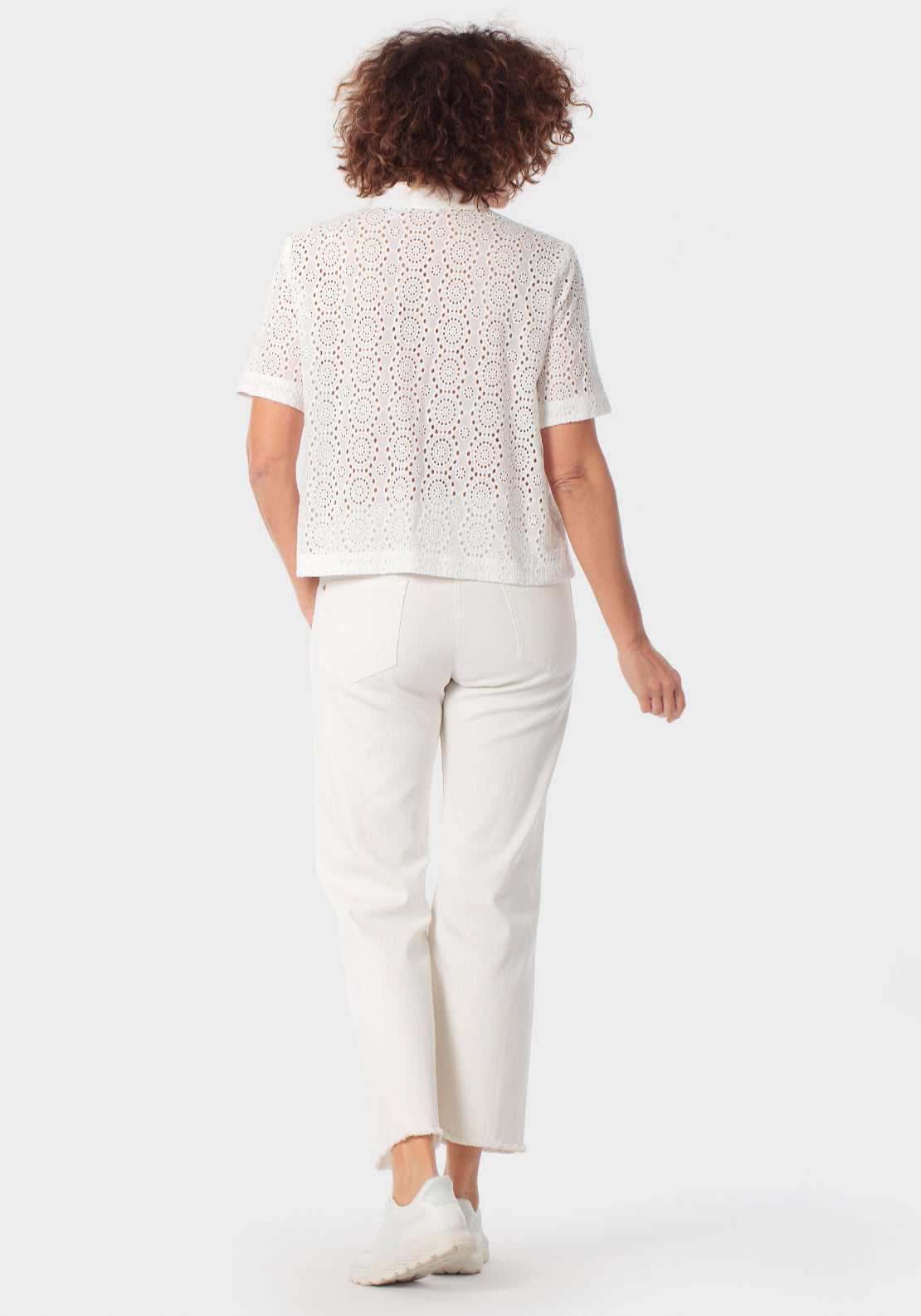 Distressed Hem Cotton Trousers - White