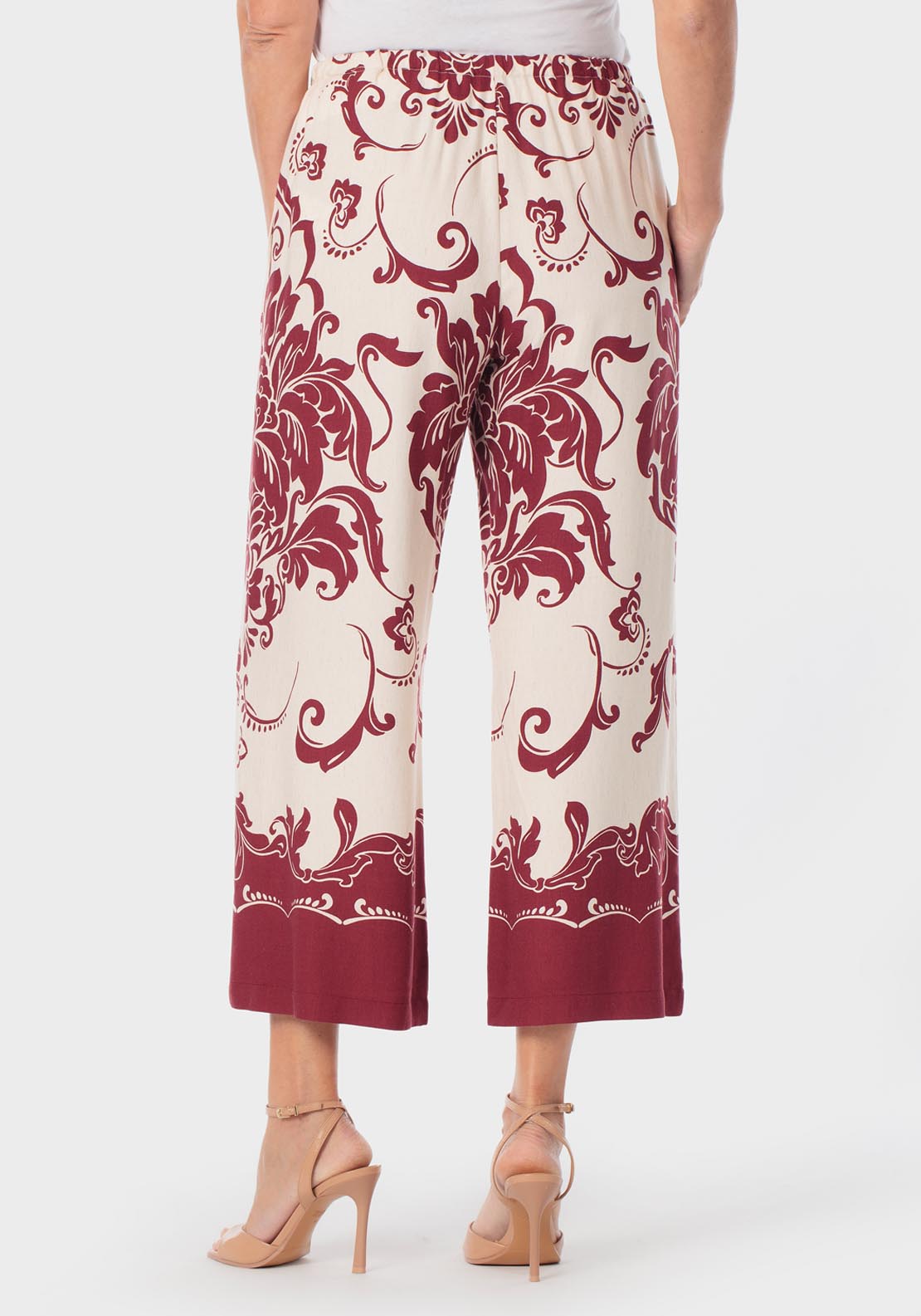 Punt Roma Printed Culotte Trousers - Red 2 Shaws Department Stores