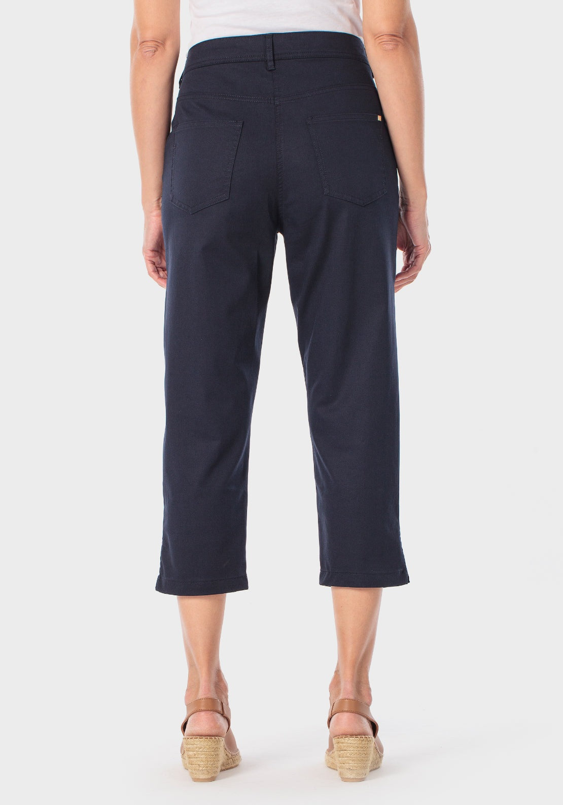 Cotton Crop Trousers - Navy