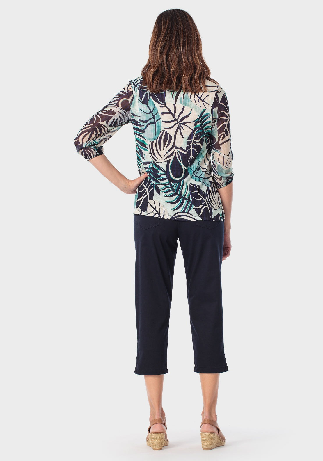 Cotton Crop Trousers - Navy