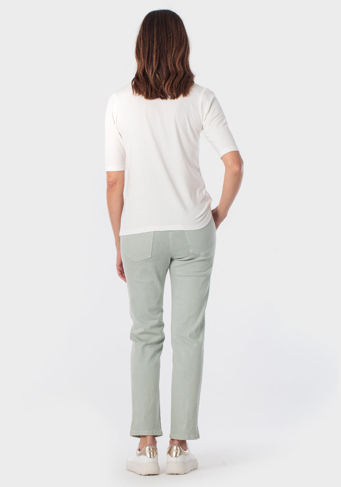 Cotton Capri Trousers With Slits - Green