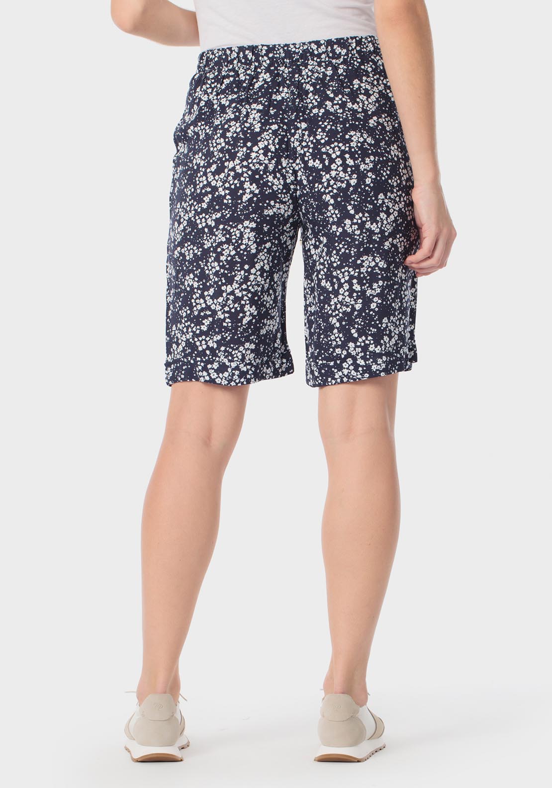 Punt Roma Printed Bermuda Shorts With Tie Detail - Navy 2 Shaws Department Stores
