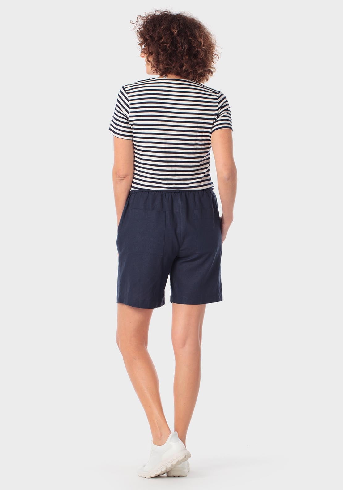 Punt Roma Linen Bermuda Adjustable Shorts - Navy 4 Shaws Department Stores