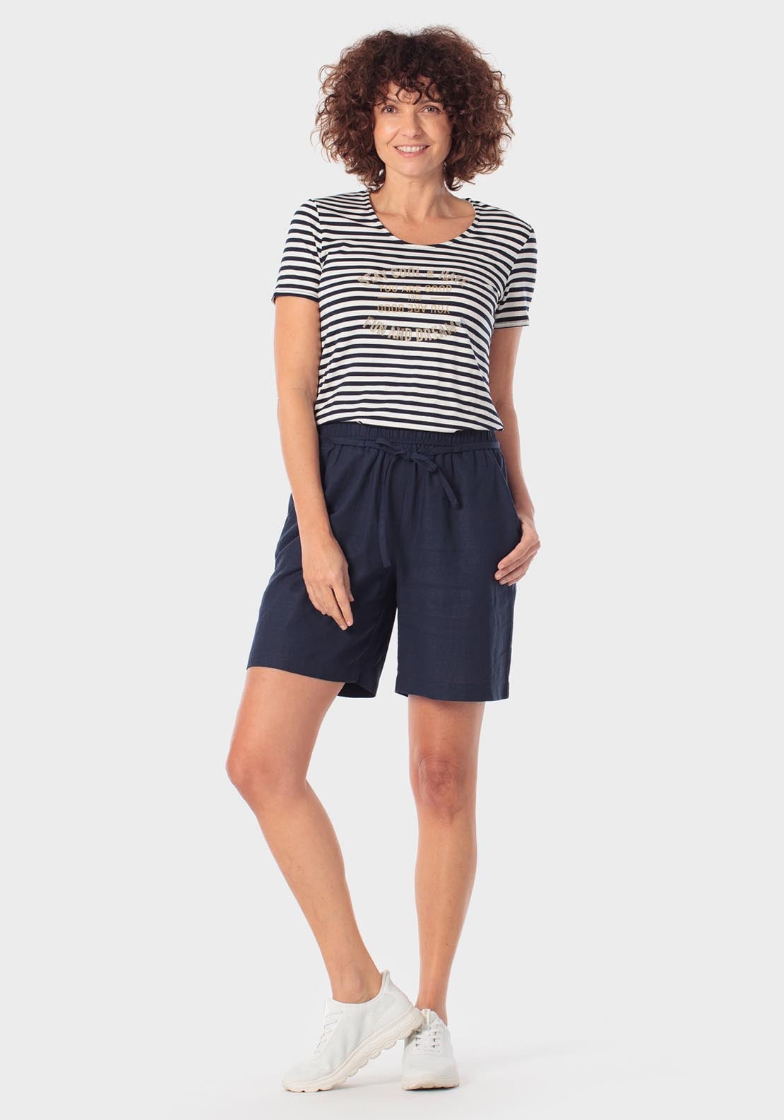 Punt Roma Linen Bermuda Adjustable Shorts - Navy 3 Shaws Department Stores
