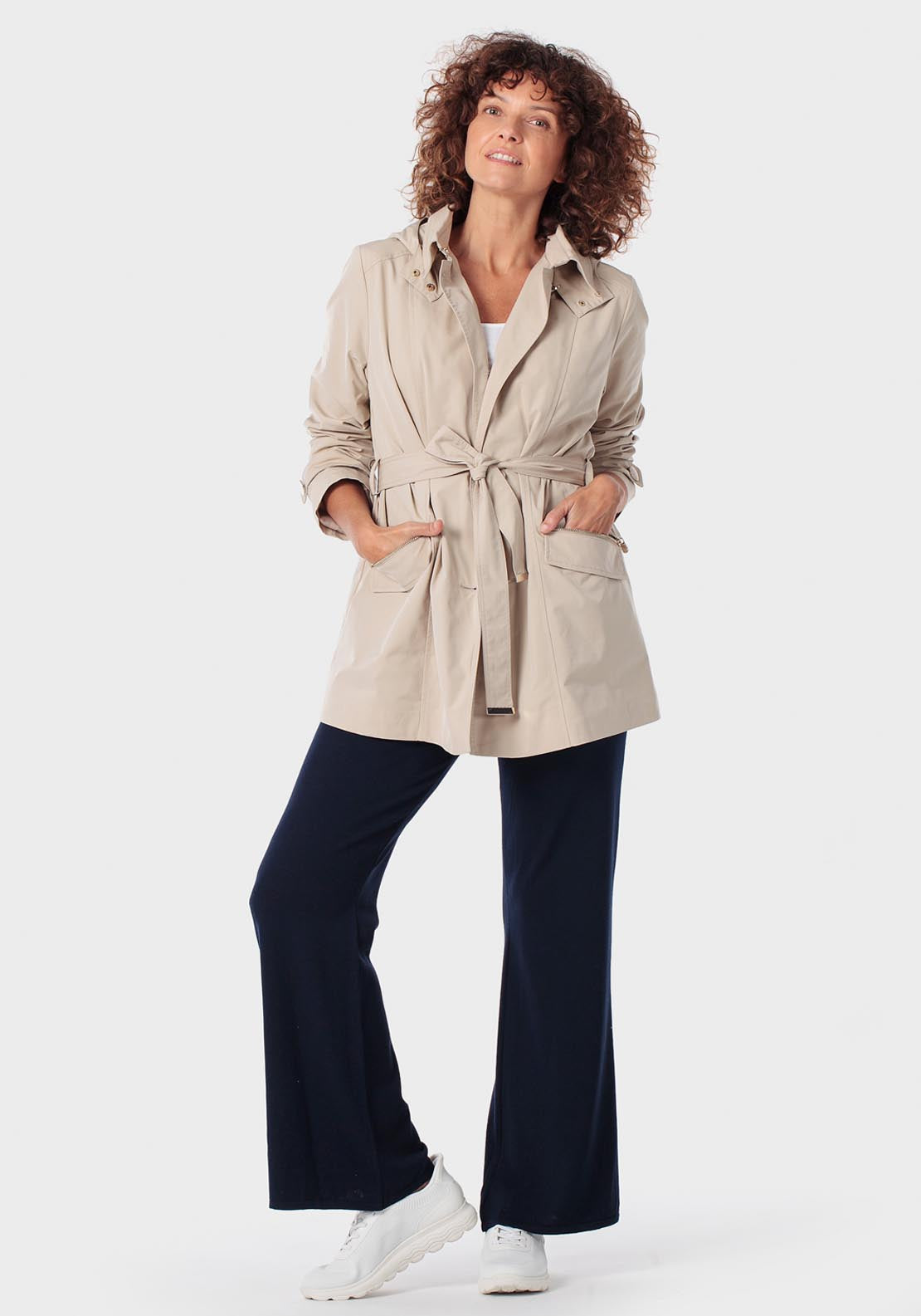 Hooded Trench Coat - Beige