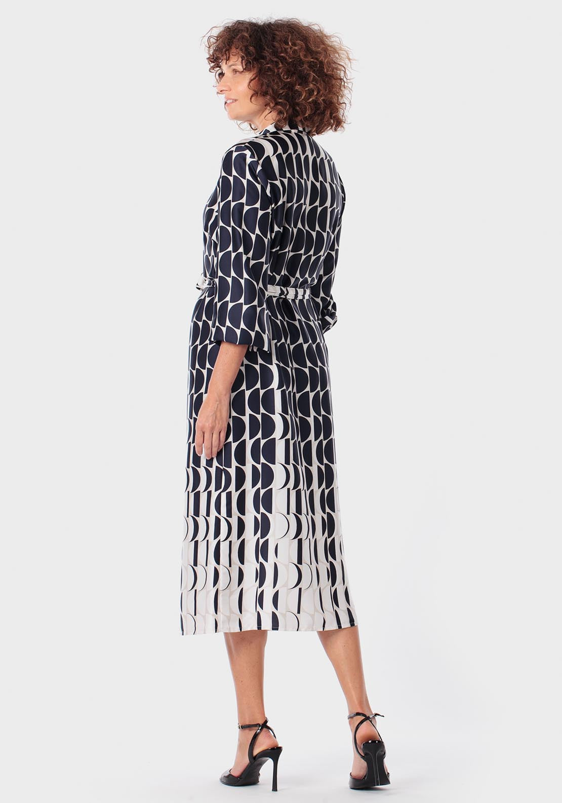 Geometric Print Dress - Blue Navy