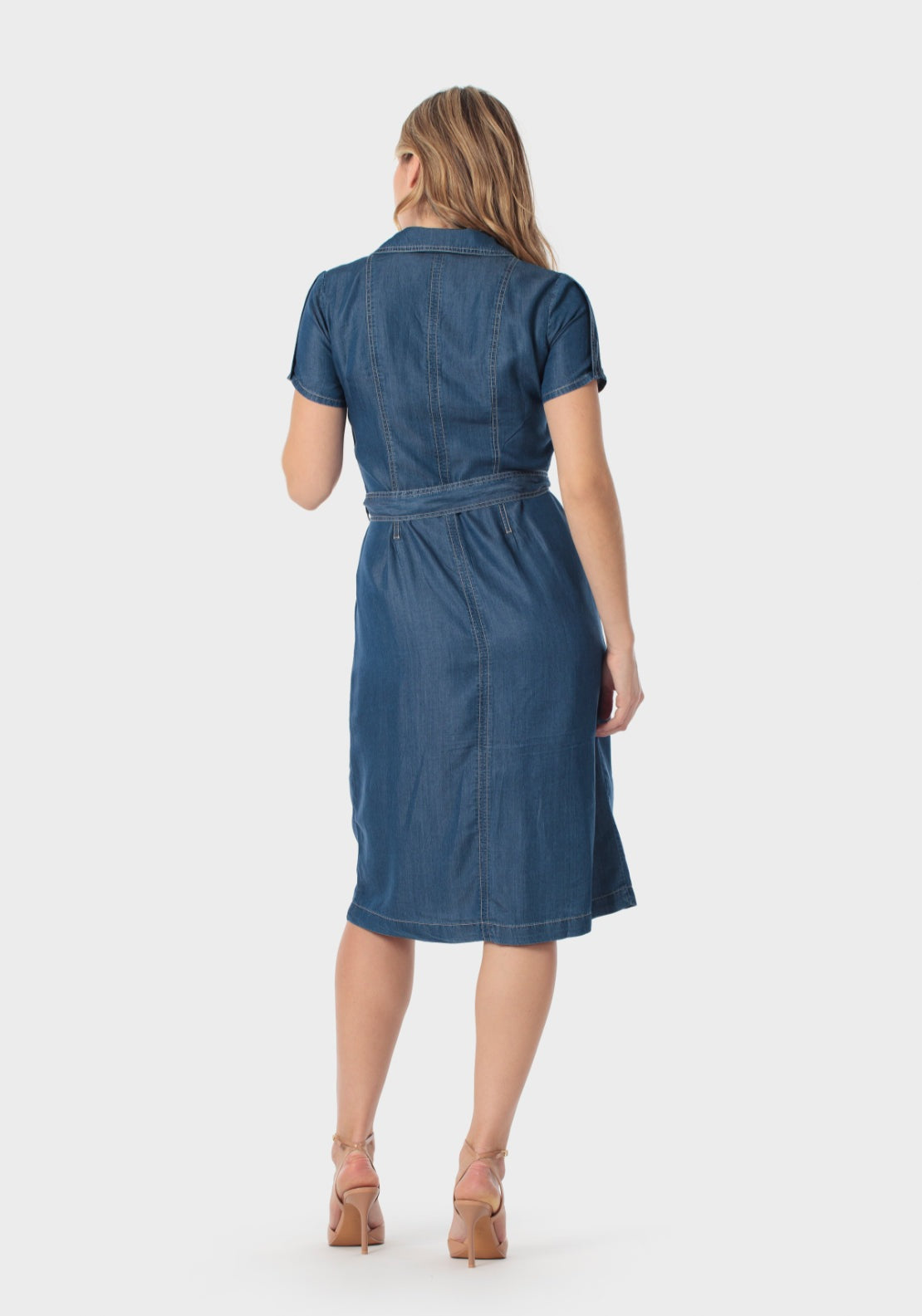 Punt Roma Lyocell Shirt Dress - Blue Denim 2 Shaws Department Stores