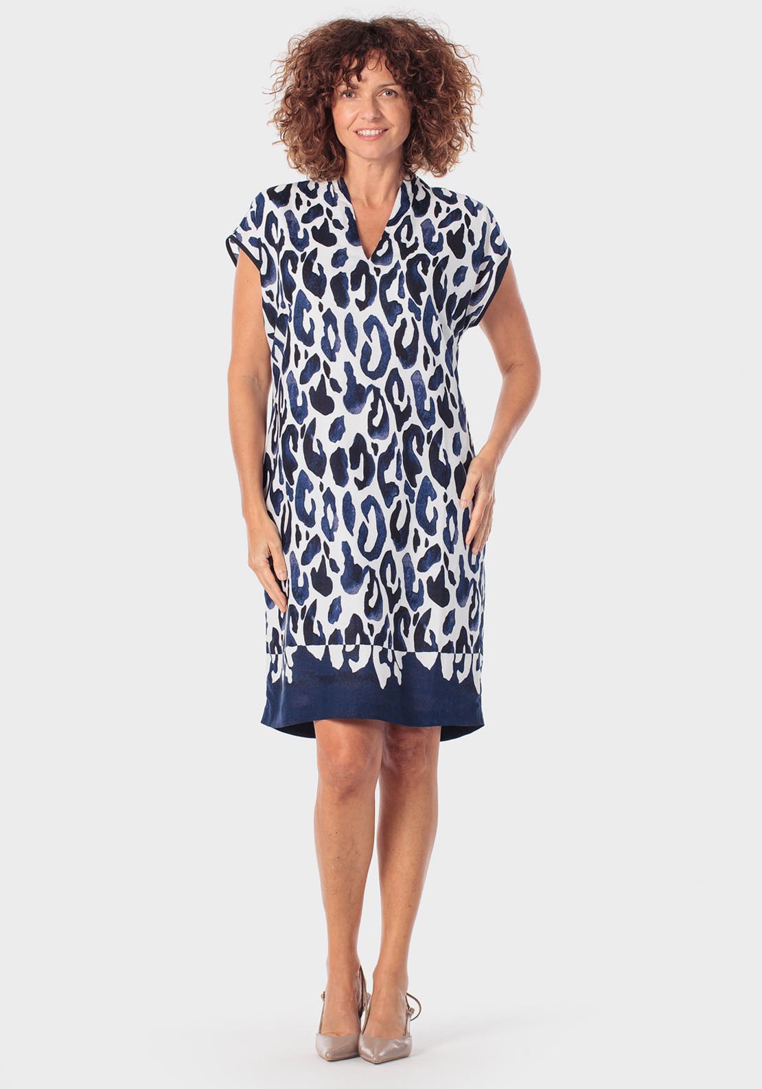Printed Dress - Blue Navy
