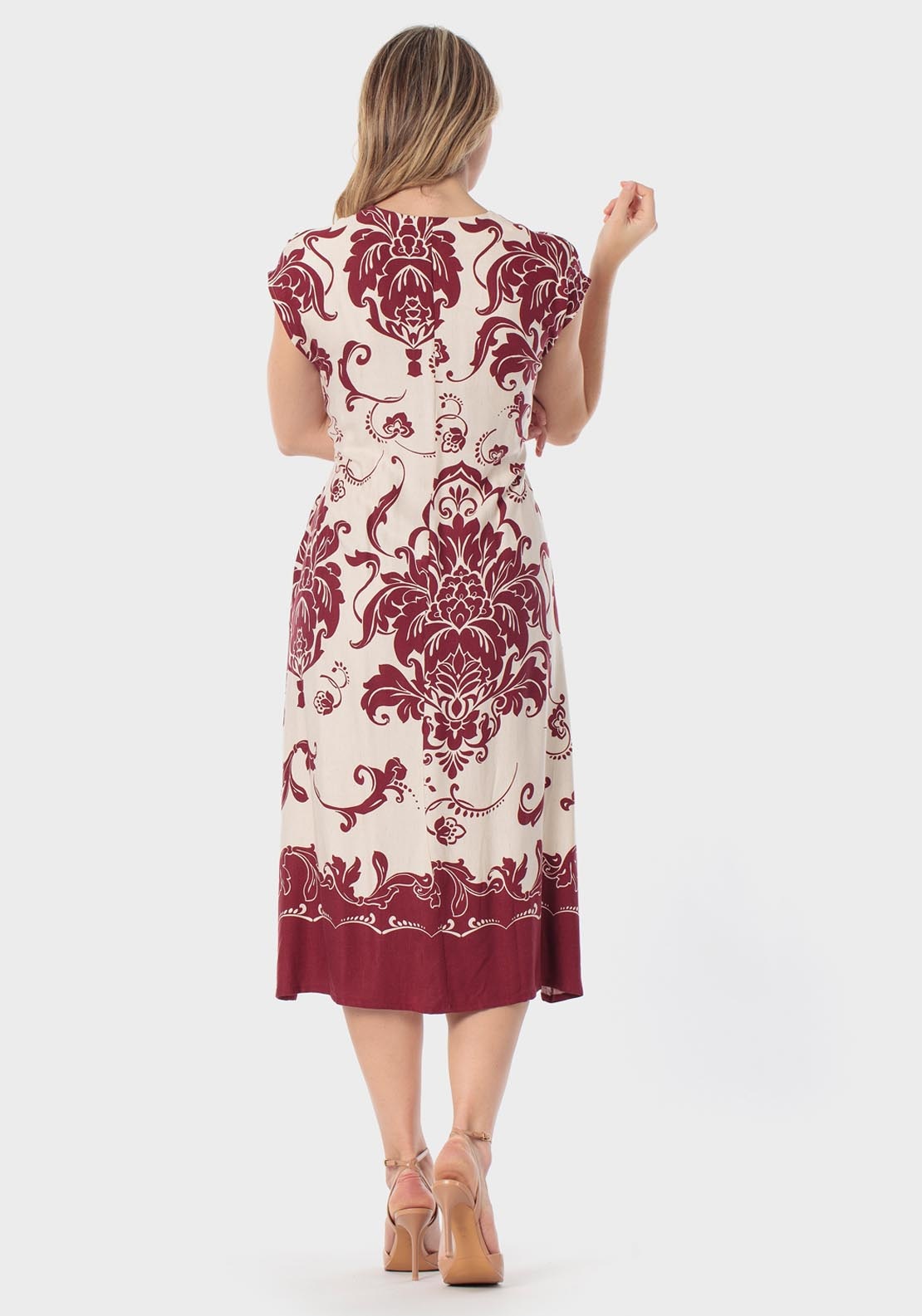 Punt Roma Printed Tie Dress With Pockets - Red 2 Shaws Department Stores