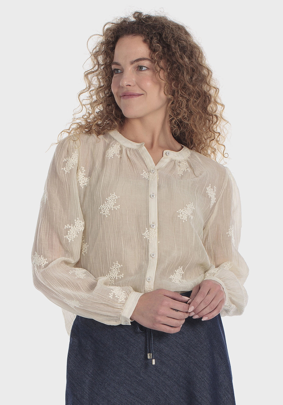 Embroidered Shirt - Beige