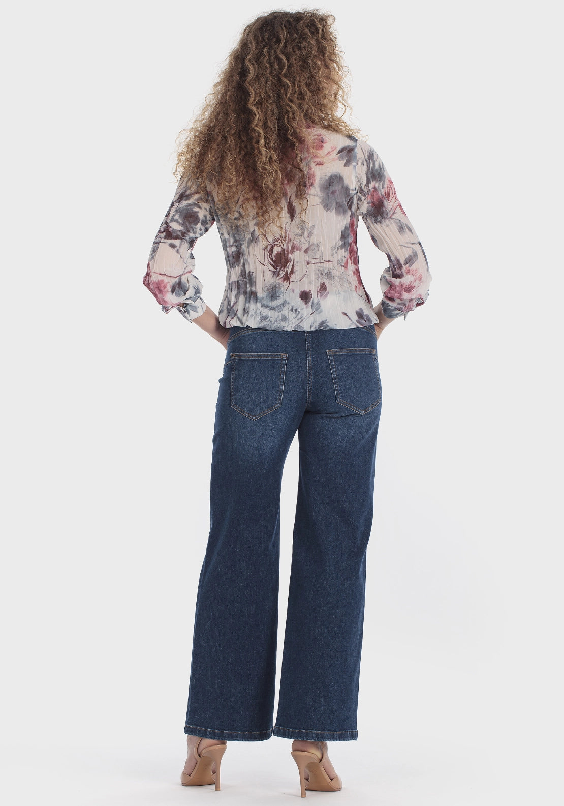 Printed Pleated Shirt - Red Ruby