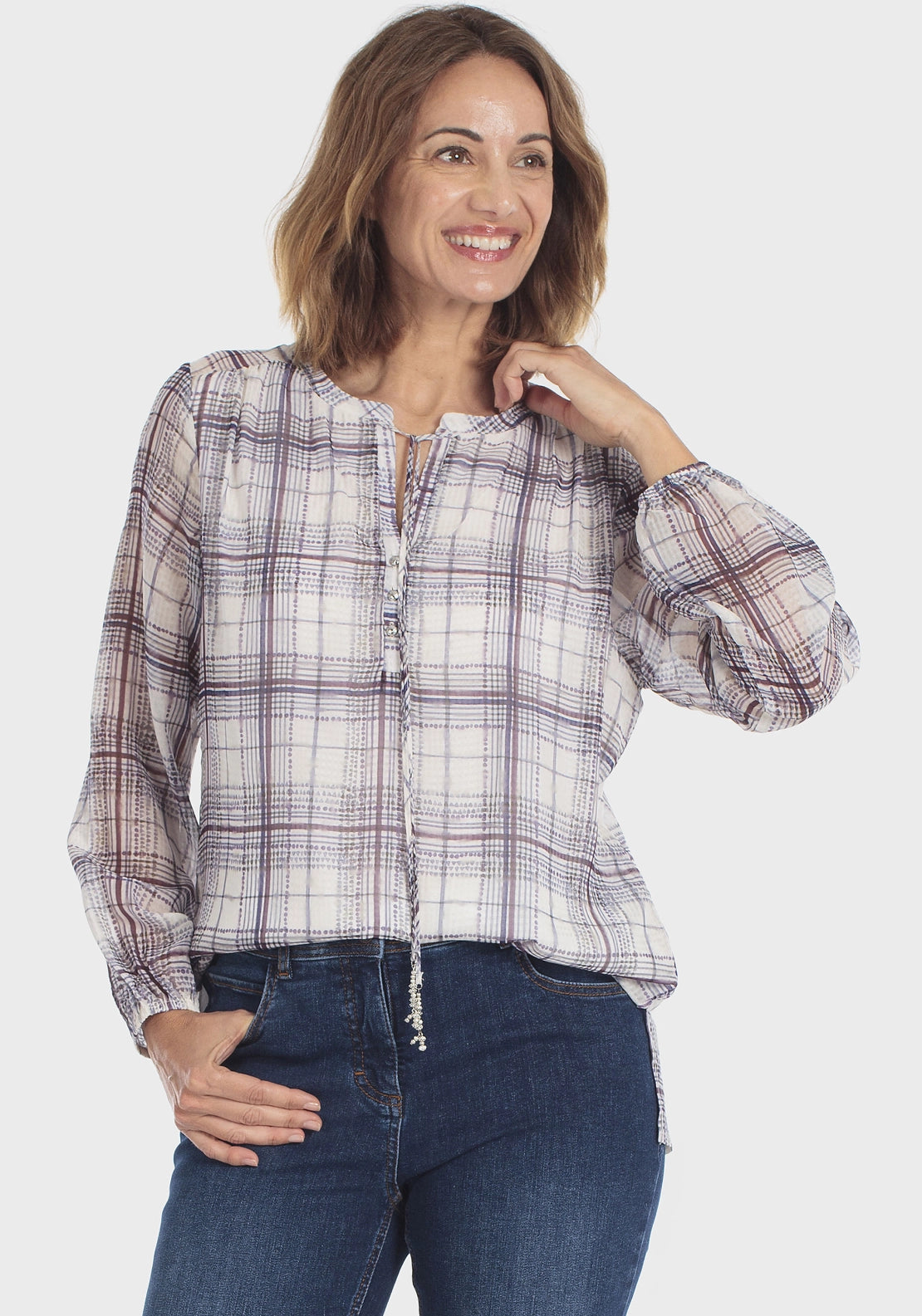 Printed Blouse - Blue Cranberry