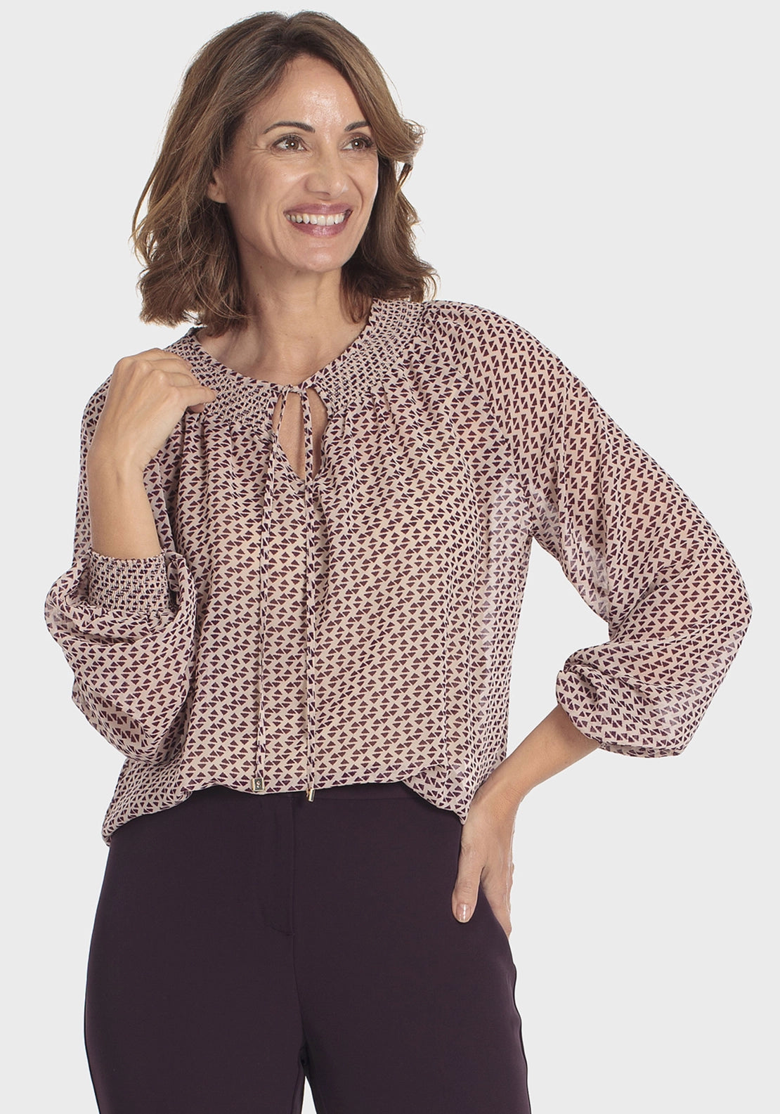 Printed Blouse - Purple Aubergine