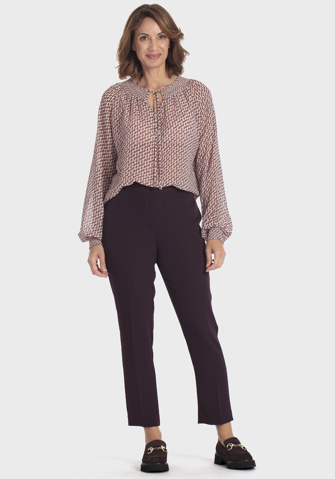 Printed Blouse - Purple Aubergine