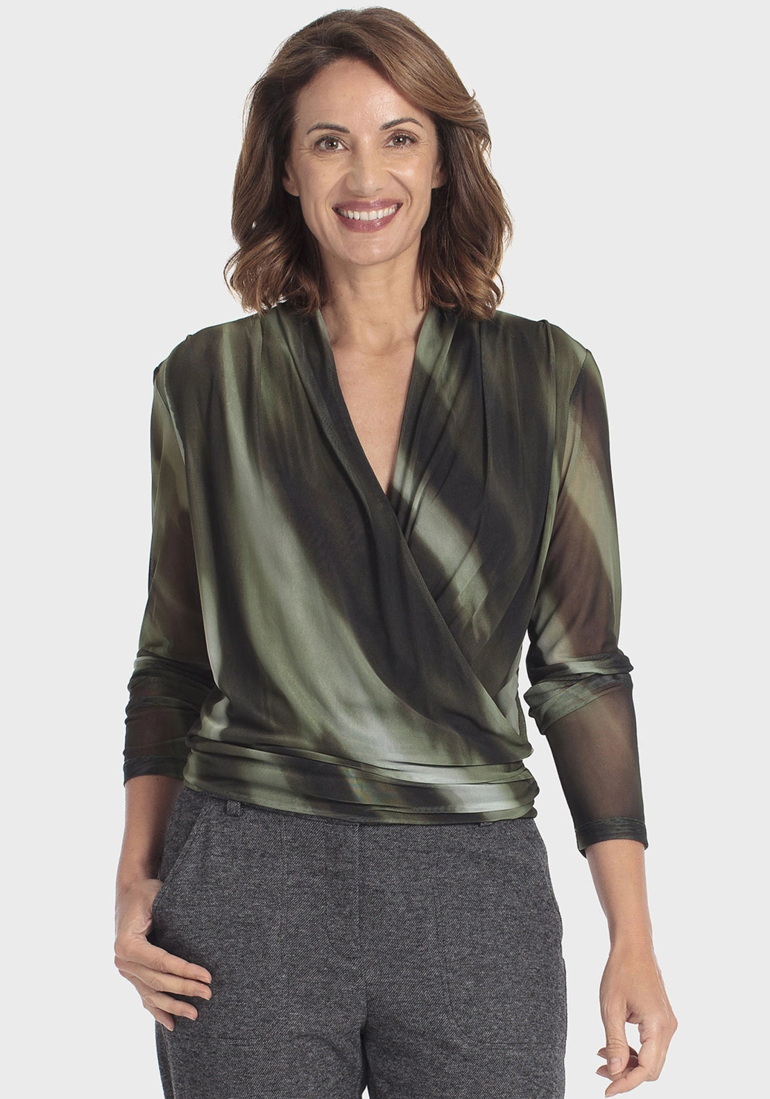 Criss Cross Design Printed T-Shirt - Green