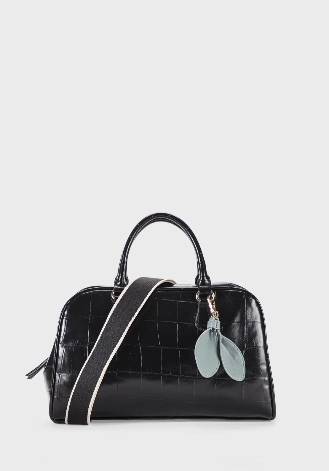 Crocodile Effect Handbag - Black