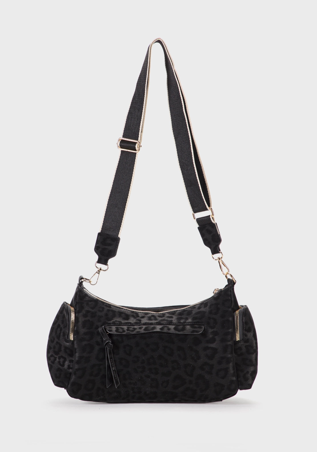 Animal Print Shoulder Bag - Black