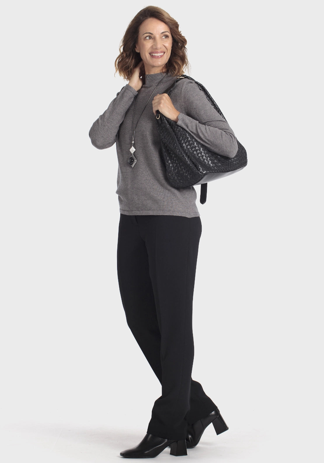 Black Braided Hobo Bag - Black