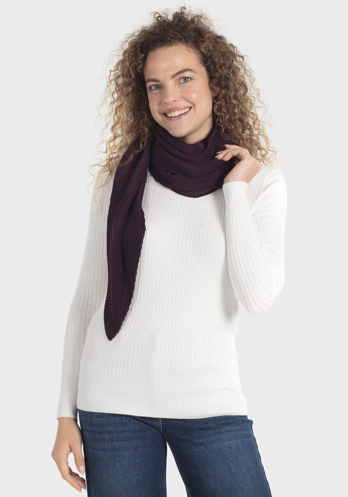 Lurex Shimmer Frayed Pashmina - Purple Aubergine