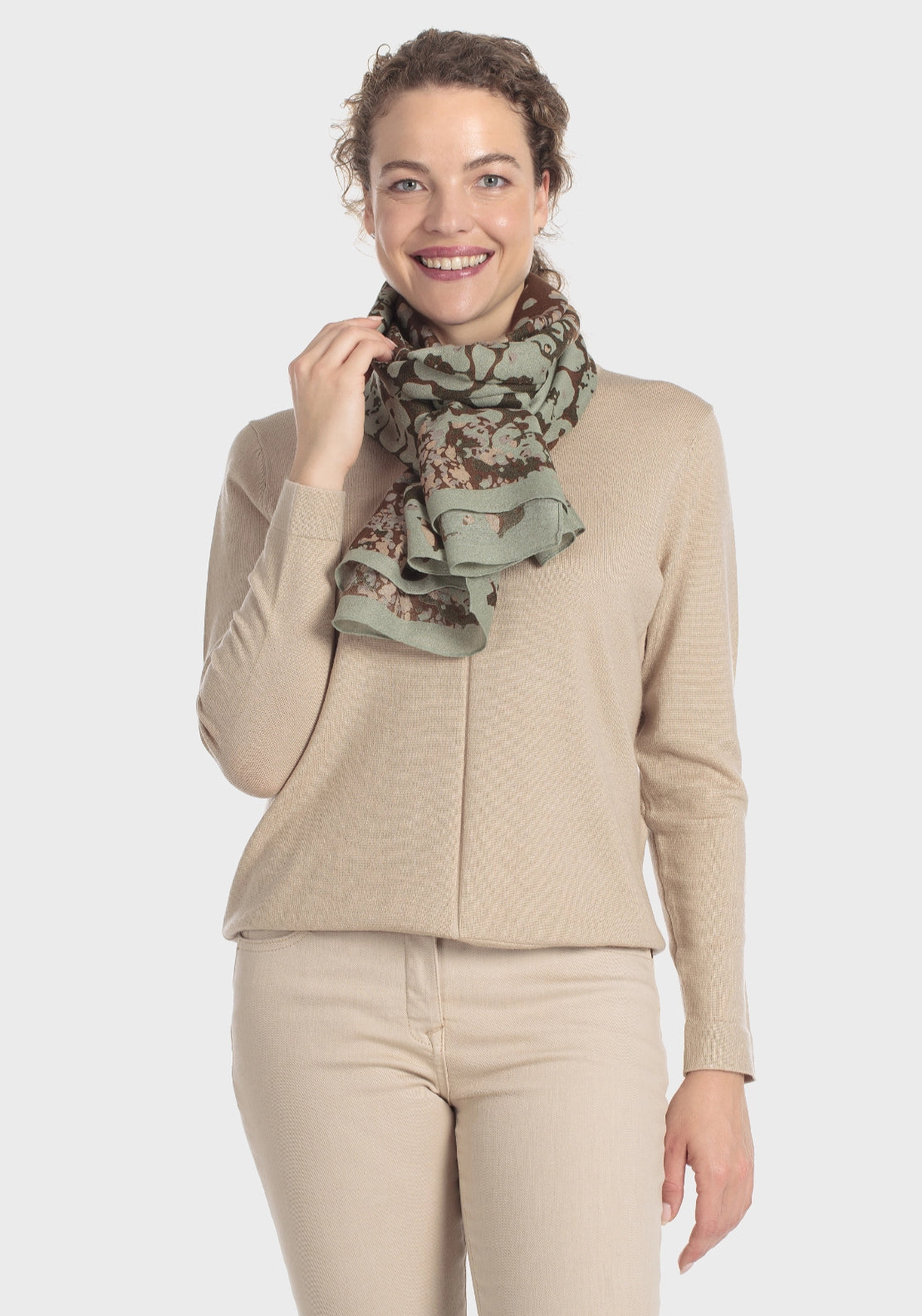 Classic Floral Pashmina - Green Agate
