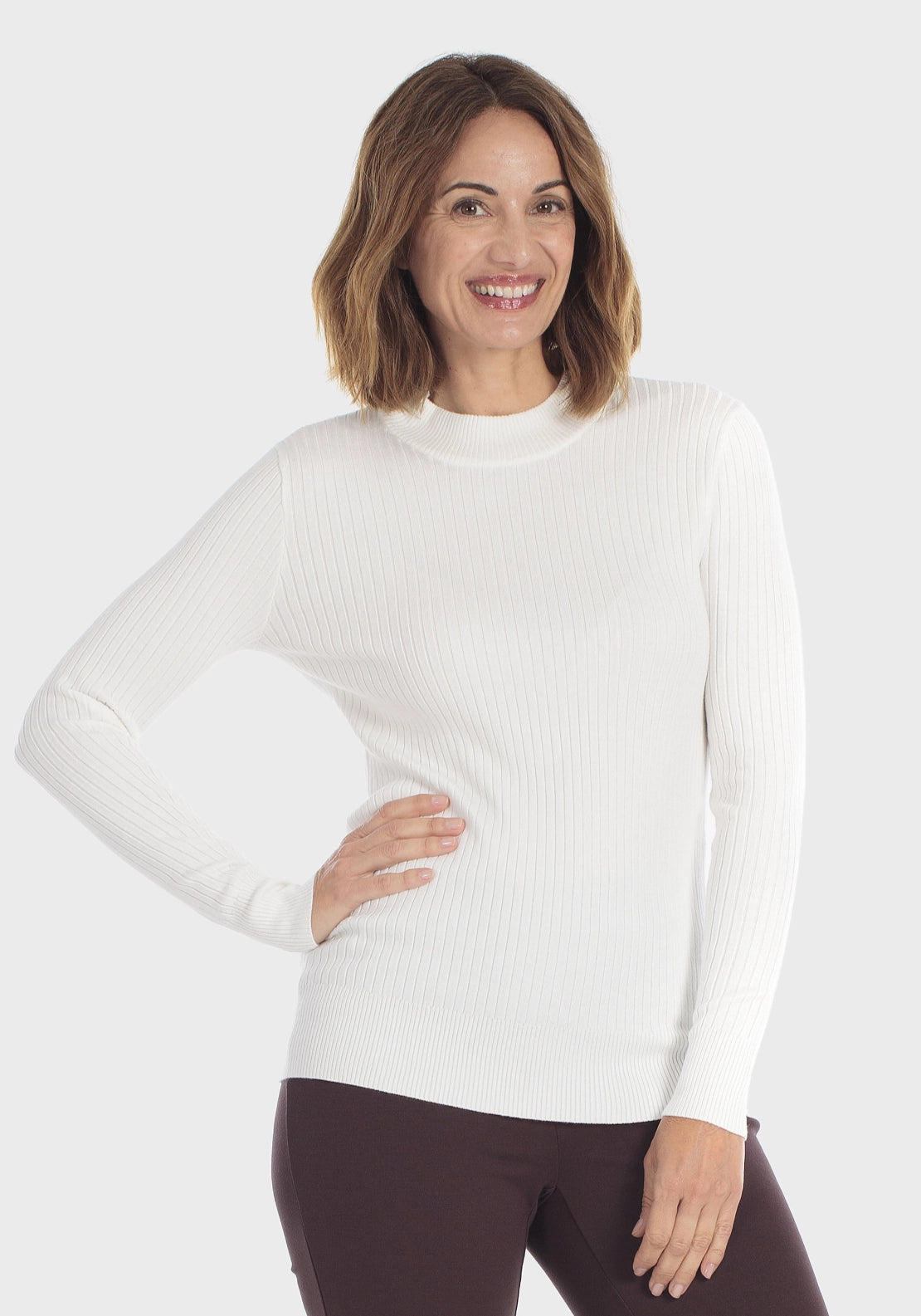 Classic Ribbed Crew-Neck Sweater - White