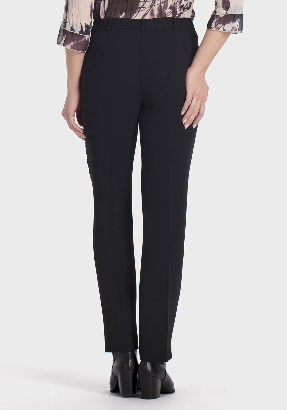 Crepe Trousers With Elastic - Black