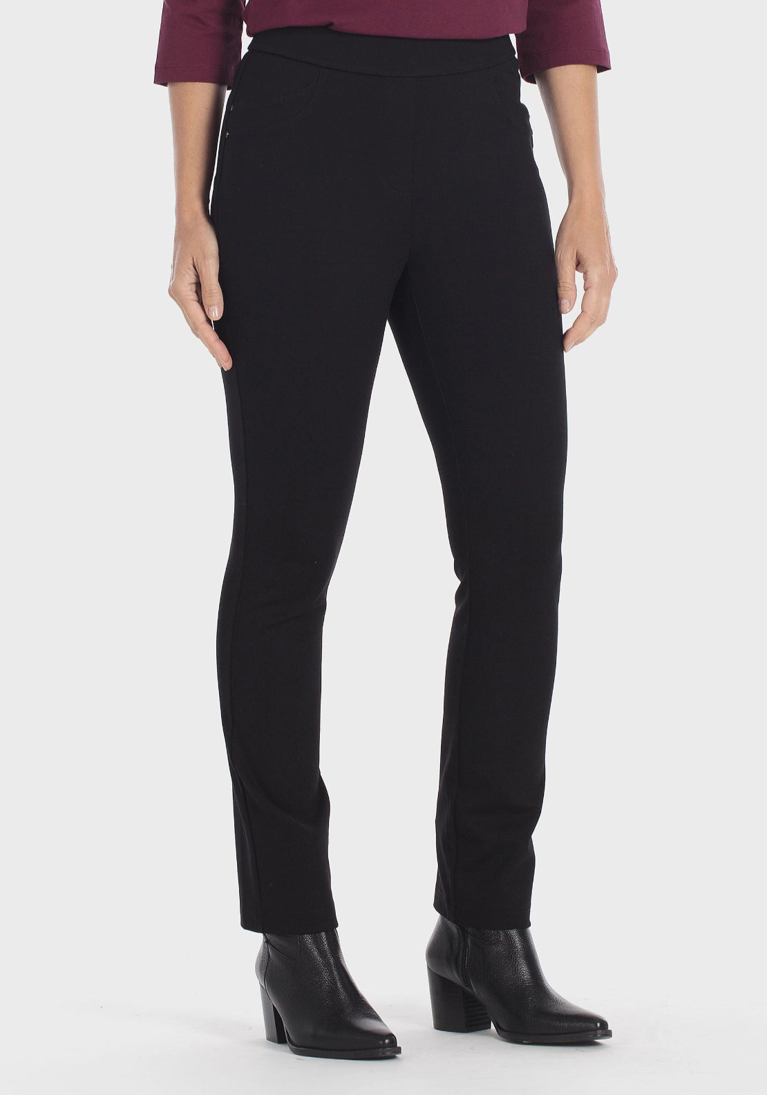 Push-Up Elastic Waist Trousers - Black