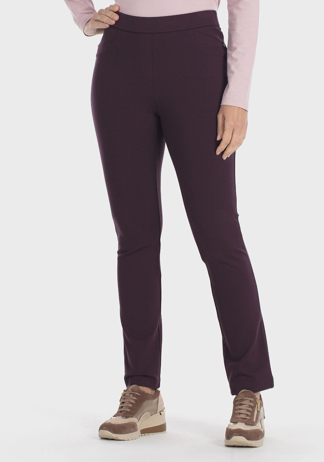 Push-Up Elastic Waist Trousers - Purple Mulberry