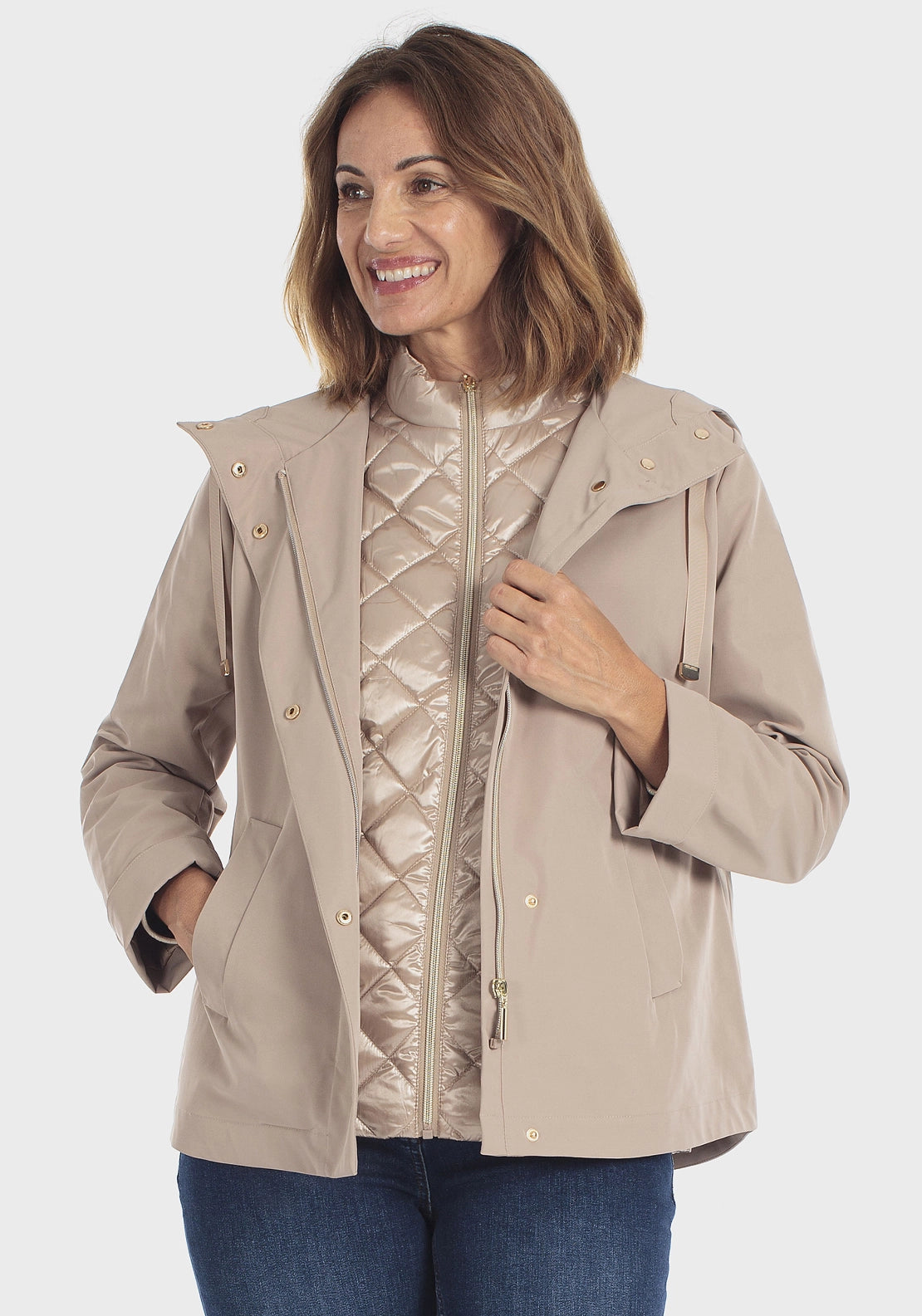 Parka And Vest - Beige