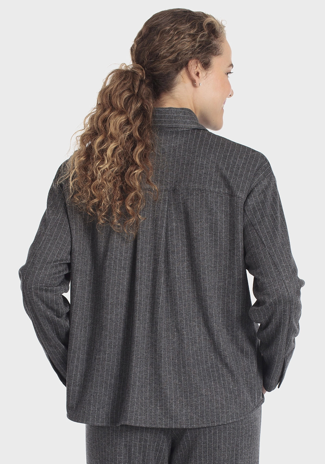 Pinstripe Overshirt - Grey Dark