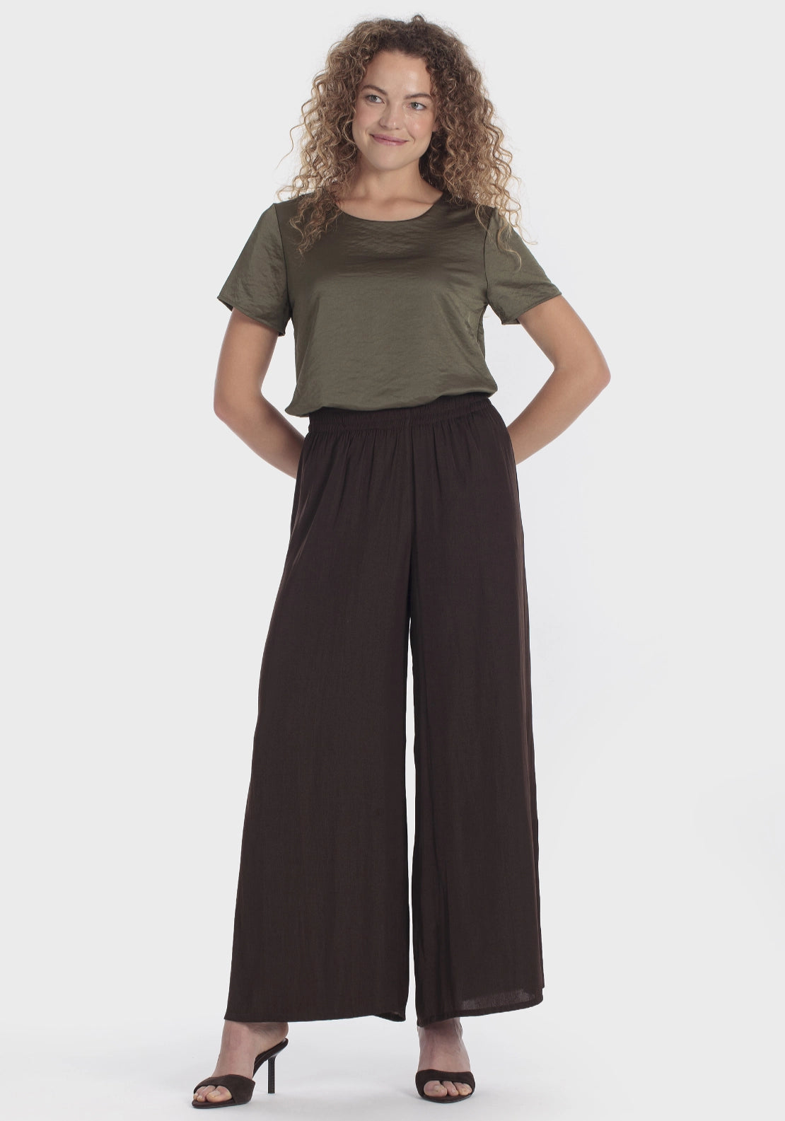 Satin Style T-Shirt - Green Dark Khaki
