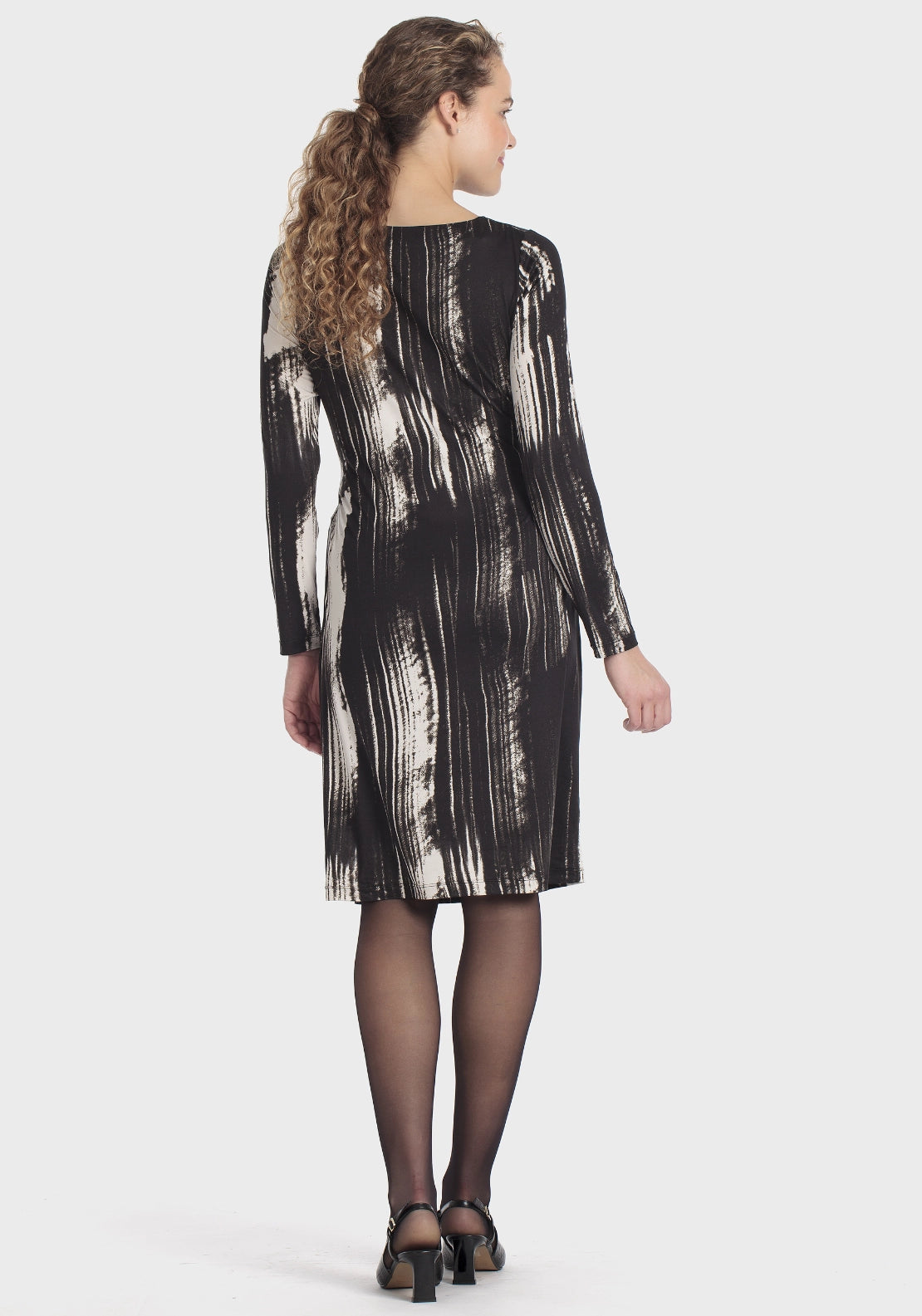 Bow Accent Printed Dress - Black