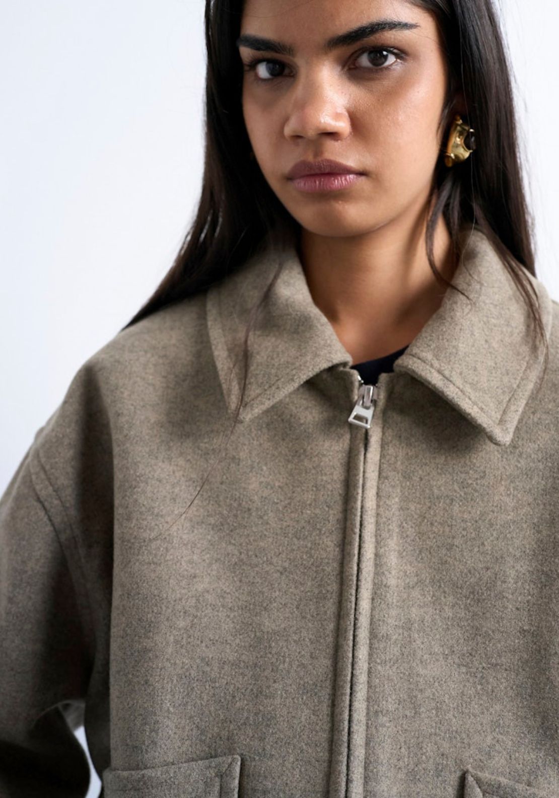 Topshop Kitty Short Jacket - Beige 3 Shaws Department Stores