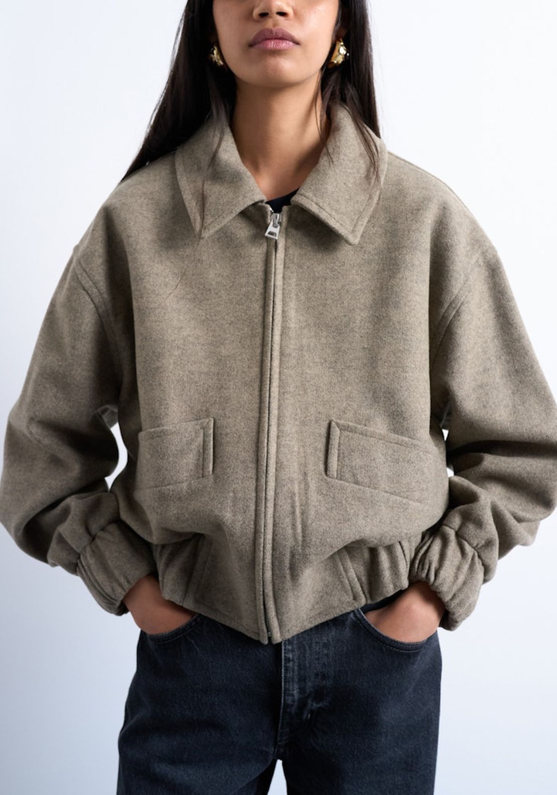 Topshop Kitty Short Jacket - Beige 1 Shaws Department Stores