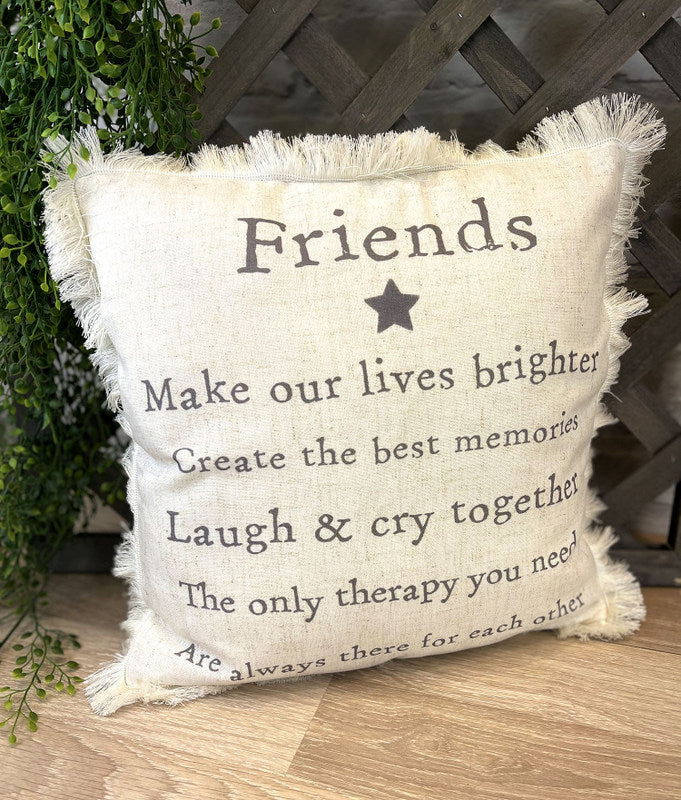 The Home Collection Friends Meaningful Cushion - White Fabric & Quote 1 Shaws Department Stores