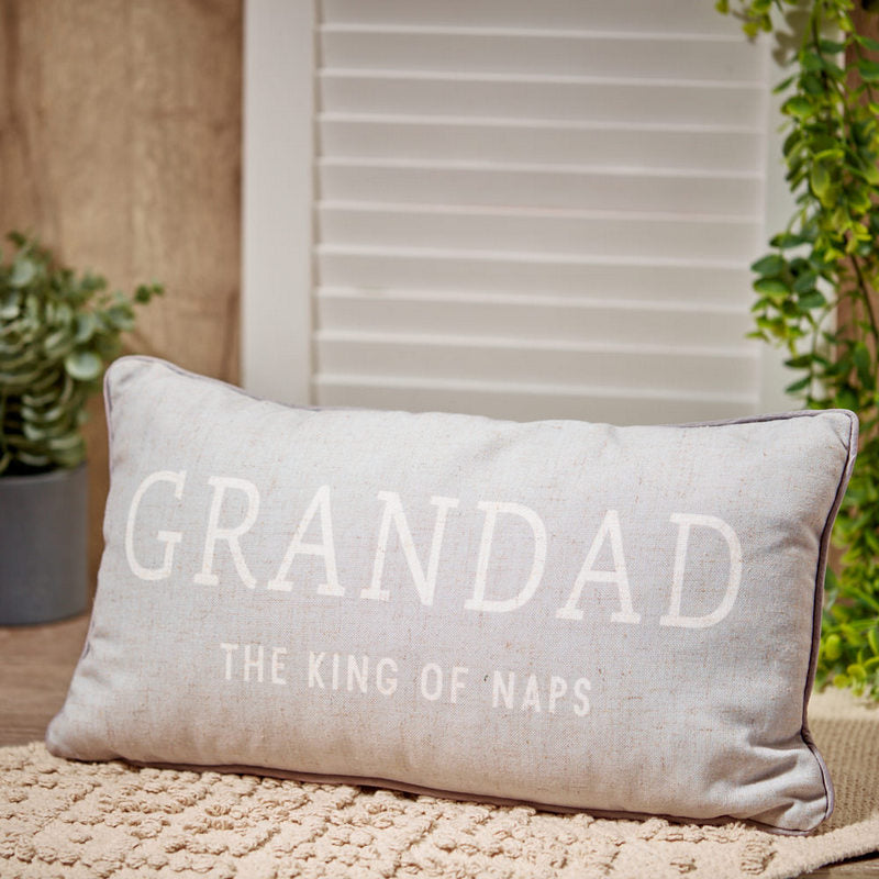 The Home Collection Grandad Nap Cushion - Grey Fabric With White Quote 1 Shaws Department Stores