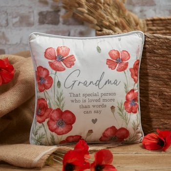 The Home Collection Poppy Grandma Cushion - White Velour With Seedheads 1 Shaws Department Stores