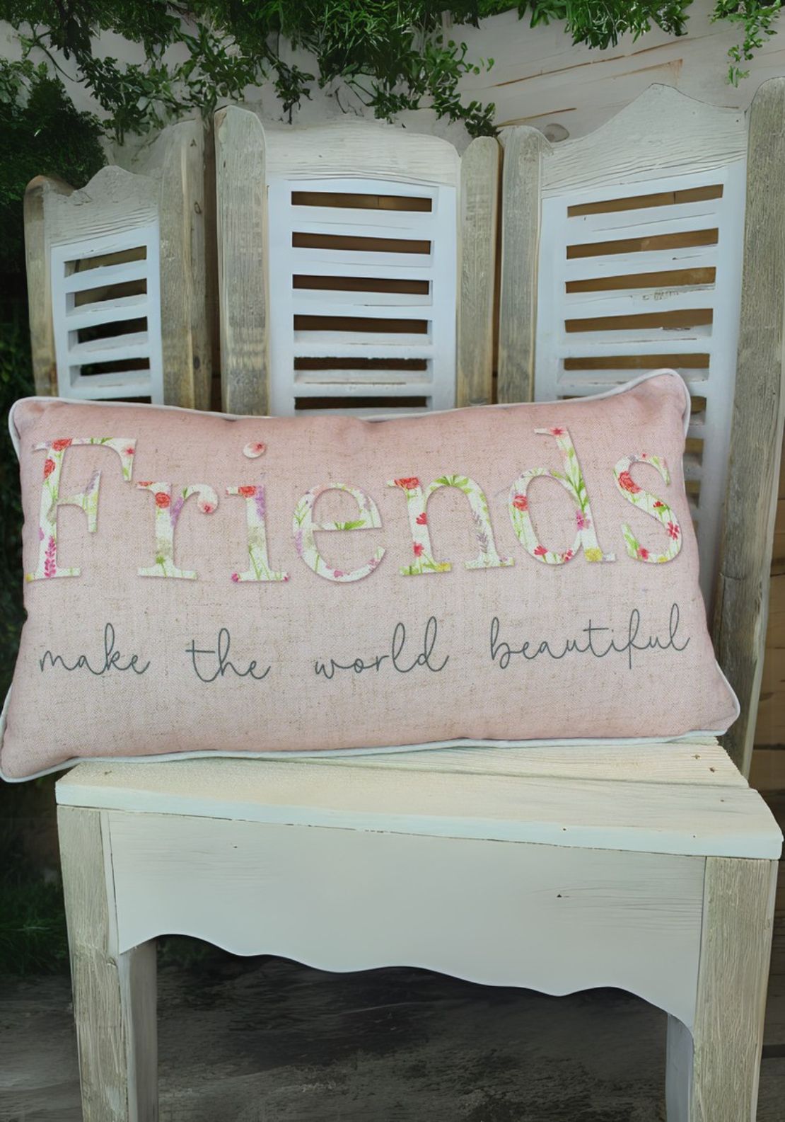 The Home Collection Meadow Friend Cushion - Pink Floral Quote Pillow 1 Shaws Department Stores