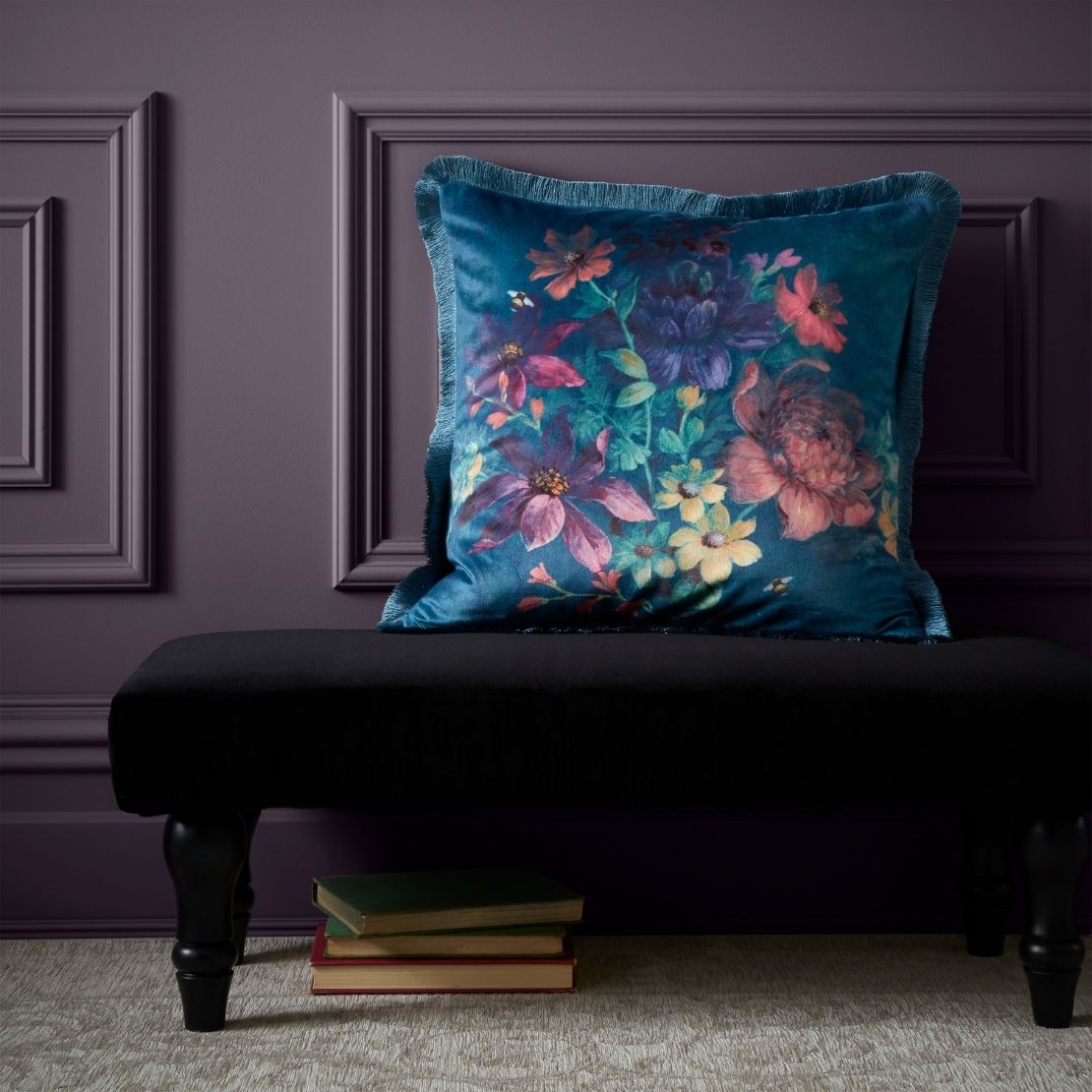 Catherine Lansfield Bridgerton Romantic Floral Cushion - Blue 4 Shaws Department Stores